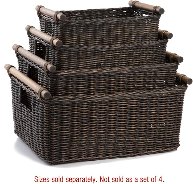 The Basket Lady Pole Handle Wicker Storage Basket, 16 in L x 12 in W x 8.25 in H - Image 4