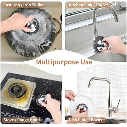 5Pcs Steel Wool Scrubber with Replacement Wire Sponge Pads Set, Stainless Steel - Image 5