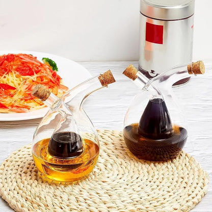 Suclain 2 Pcs Oil and Vinegar Dispenser, 2 in 1 Glass Olive Oil and Vinegar - Image 4