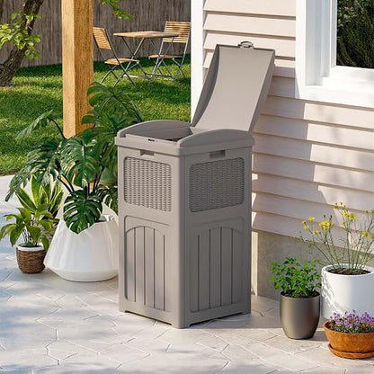 Patiowell 36 Gallon Outdoor Trash Can, Resin Outdoor Garbage Can - Image 3