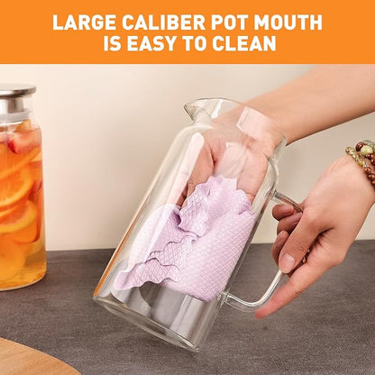 Set of 2 Glass Pitcher with Lid, 1200ml Leak Proof, Glass Water Jugs, Microwave - Image 6