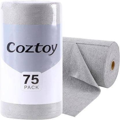 Microfiber Cloth Roll 75 Pack, Tear Away Microfiber Towels 12x12 Inch, Reusable by Unknown
