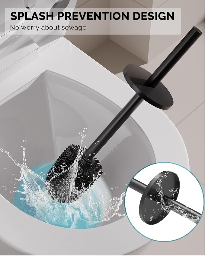 Toilet Brush and Holder Set, 2 Pack Stainless Steel Toilet Bowl Brush - Image 4