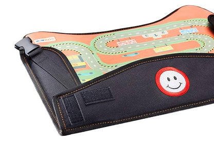 Coolmum Kids Travel Tray, Toddler Car Seat Tray, Double Sided Activity Organizer, Snack Lap Tray, Baby Stroller Table, Airplane Play Table, Waterproof and Foldable (Premium Black)