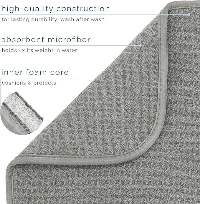 S&T INC. Dish Drying Mat, 16” x 18”, Absorbent Microfiber Kitchen Counter Mat - Image 3