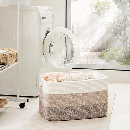 Blanket Basket, Rectangle Woven Baskets - Image 3