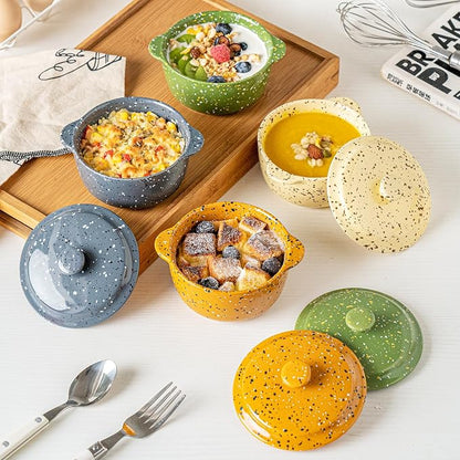 Stoneware Baking Ramekins Set of 4-10 Oz Mini Cocotte - Image 8
