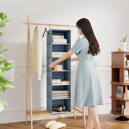 Hanging Closet Organizer and Storage 6-Shelf, Easy Mount Foldable Hanging - Image 2