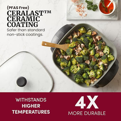 Elite Gourmet 12"x12"x2.15” Ceralast™ PFAS Free Ceramic Electric Skillet - Image 2