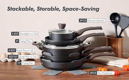 SENSARTE Pots and Pans Set Non stick, Non toxic Healthy Induction Cookware Sets - Image 9