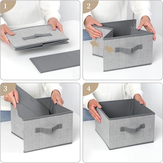 Storage Baskets, 11-Inch Woven Fabric Bins, Storage Cubes - Image 6