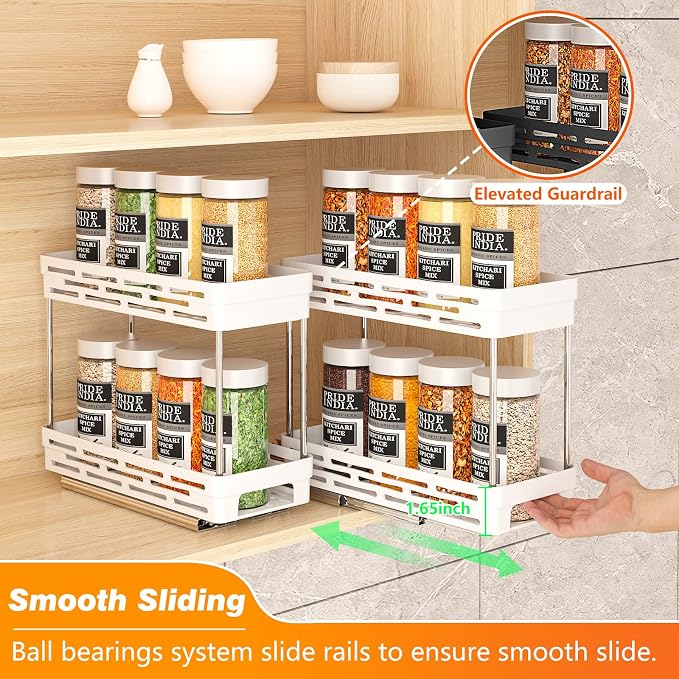 Pull Out Spice Rack Organizer for Cabinet, 3 Packs Slide Out Spice Racks - Image 5
