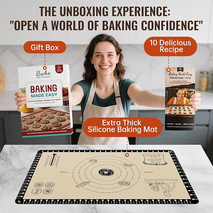 Silicone Baking Mat with 10 Recipes, Non Stick Silicone Pastry Mat, Kneading - Image 2