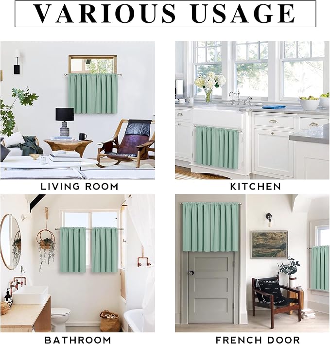 RYB HOME Blackout Curtains for Kitchen, Over Sink Privacy Curtains Window Decor - Image 4