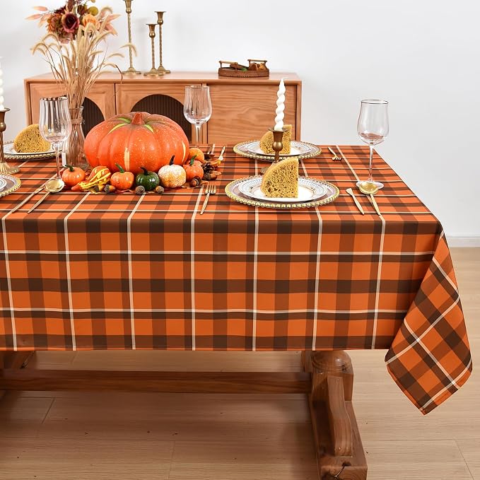 Waterproof Gingham Festive Tablecloth Fabric by Essifunia