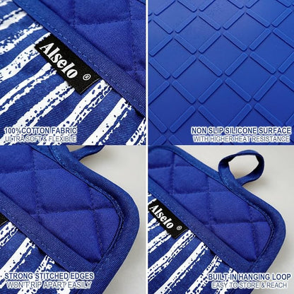 Alselo Silicone Pot Holders Set of 3 Heat Resistant & Non Slip Potholders - Image 3