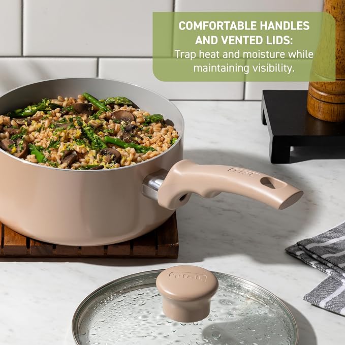 T-Fal Refresh Ceramic Nonstick Cookware Set, Oven Safe Up to 350ºF, Includes - Image 5
