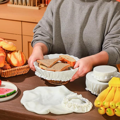 Patelai 10 Pcs Bowl Covers Reusable in 5 Size Stretch Cloth Fabric Elastic Food - Image 2