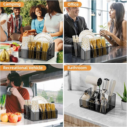 Metal Paper Plate Holder Dispenser, Disposable Paper Plate Utensils Holder - Image 5