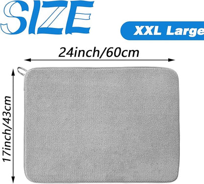 2 Pack Large Dish Drying Mat, 24x17 Inch Absorbent Microfiber Dishes Drainer - Image 2