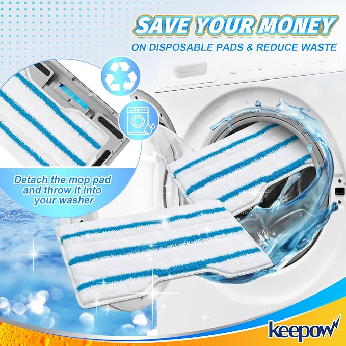 KEEPOW Reusable Mop Replacement Pads, Mop Pads Refills Compatible - Image 6