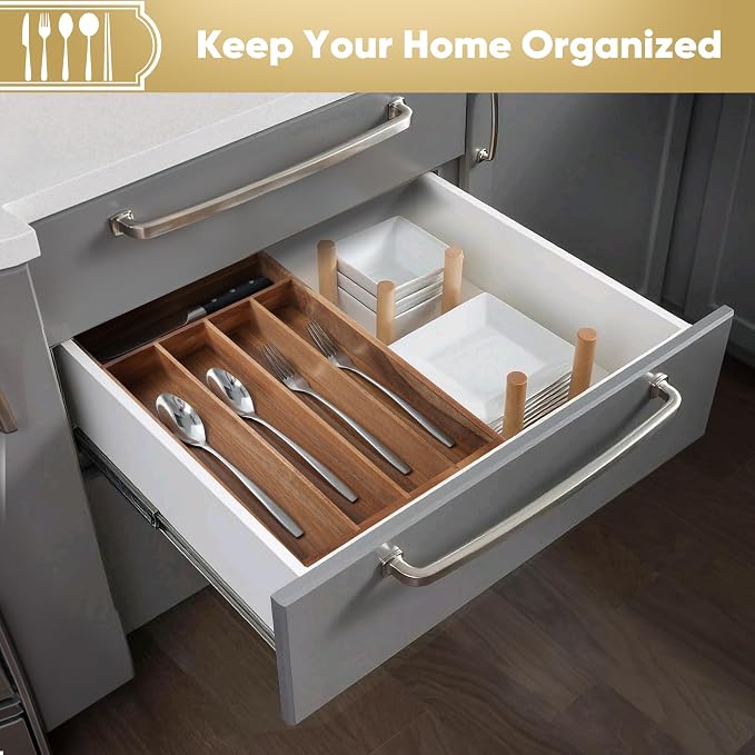 Silverware Organizer, 2 Pack 10 Inch Utensil Organizer Kitchen Drawer Organizer - Image 5