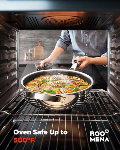 Nonstick Sauce Pan with Lid, Non-Toxic Tri-Ply Hybrid Ceramic Saucepan - Image 4