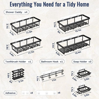 8 Pack Adhesive Rustproof Shower Shelves - Image 8