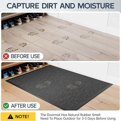 Amyracel Front Door Mat Outdoor Indoor Entrance, Heavy Duty Rubber Backing - Image 3