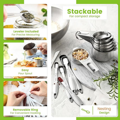 Spring Chef Stainless Steel Measuring Cups and Spoons Set of 14 - Image 5