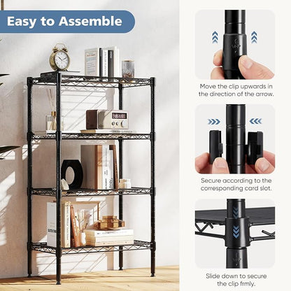 DUMOS 4-Tier Metal Wire Storage Shelves, Adjustable Standing Storage Rack Shelf - Image 7
