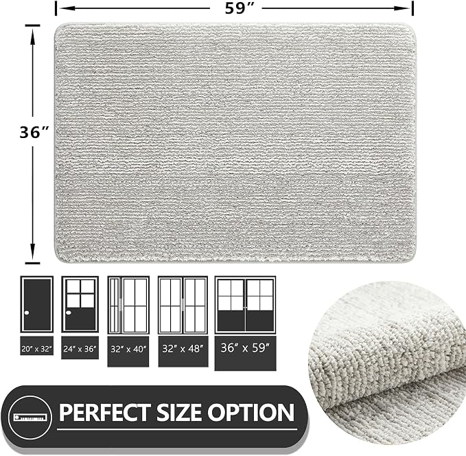 REFETONE Indoor Doormat, Front Door Mat 36"x59" Absorbent Rubber Backing Non - Image 2