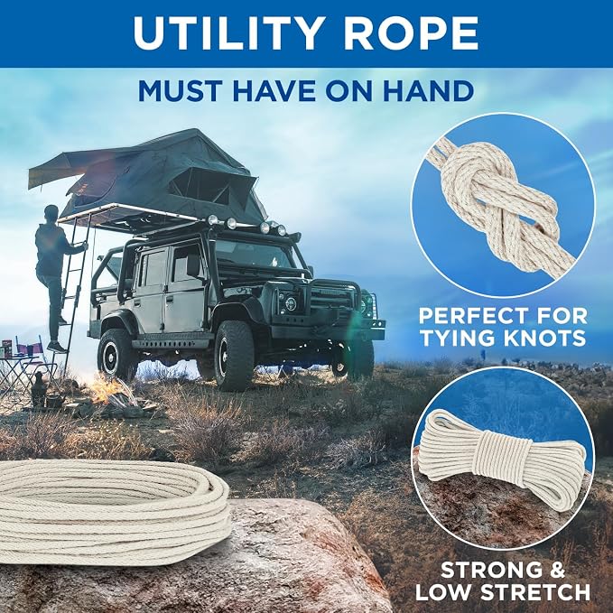 TECEUM Cotton Rope 3/16” – 200 FT – Strong All-Purpose Braided Rope – Natural - Image 6