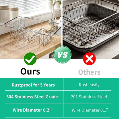 JAQ Over Sink Dish Drying Rack, Expandable 14.96"–22.44" Adjustable Dish Rack - Image 3