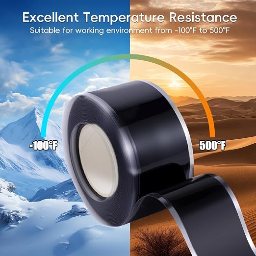 Self Fusing Silicone Tape 2 Rolls 1 in x 10' Black Waterproof Rescue Tape - Image 4