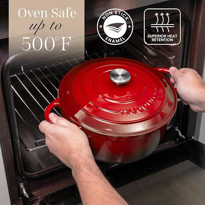 Cast Iron Dutch Oven with Lid – Non-Stick Ovenproof Enamelled Casserole Pot – - Image 5