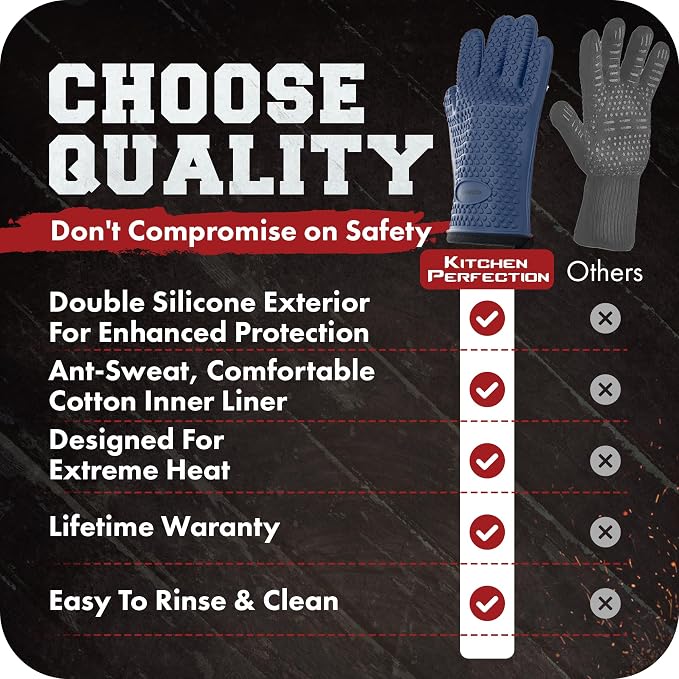 KITCHEN PERFECTION S Silicone Smoker Oven Gloves -Extreme Heat Resistant BBQ - Image 9