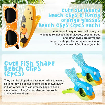 Honoson 12 Pcs Beach Towel Clips Beach Chairs Clips Plastic Swimming Pool Towel - Image 4