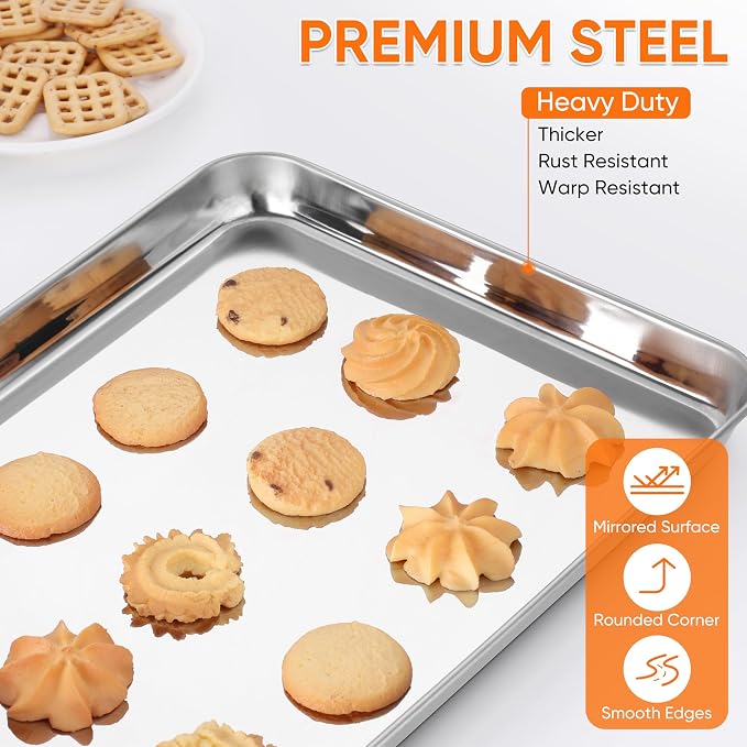 LIANYU 3 Pack Stainless Steel Baking Sheets, Cookie Sheet Pan - Image 3