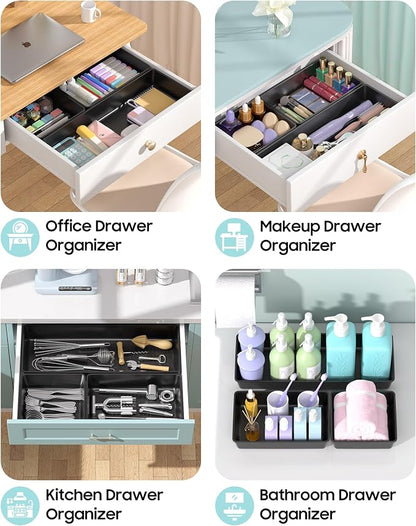 10 Pack Large Size Plastic Drawer Organizers Set, 3 Sizes Desk Drawer Organizer - Image 5