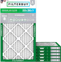 Filterbuy 20x36x1 Air Filter MERV 8 (MPR 700) Dust Defense Replacement (6-Pack), Electrostatic Pleated HVAC AC Furnace Filters, Made in USA (Actual Size: 19.75 x 35.75 x 0.75)