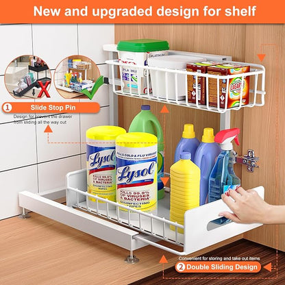 Dataroad Under Sink Organizers And Storage Pull Out Cabinet Organizer 2 Tier - Image 2