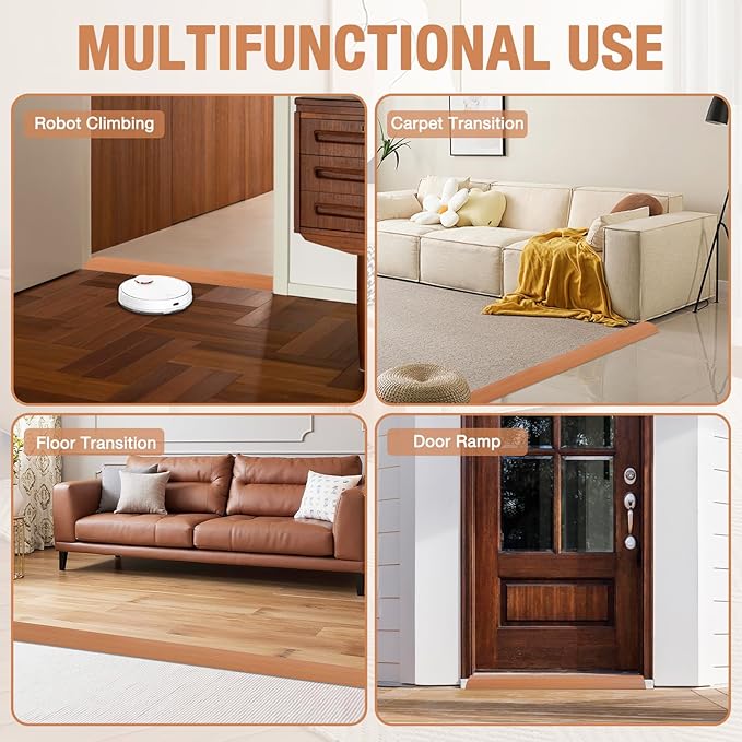 Floor Transition Strip Self Adhesive Vinyl Door Threshold for Doorways Carpet Edging Trim Overlap Edge Reducer for Laminate Floor, Carpet, Tile (Yellow Oak Grain, 1/5" to 2/5", 3.3Ft)