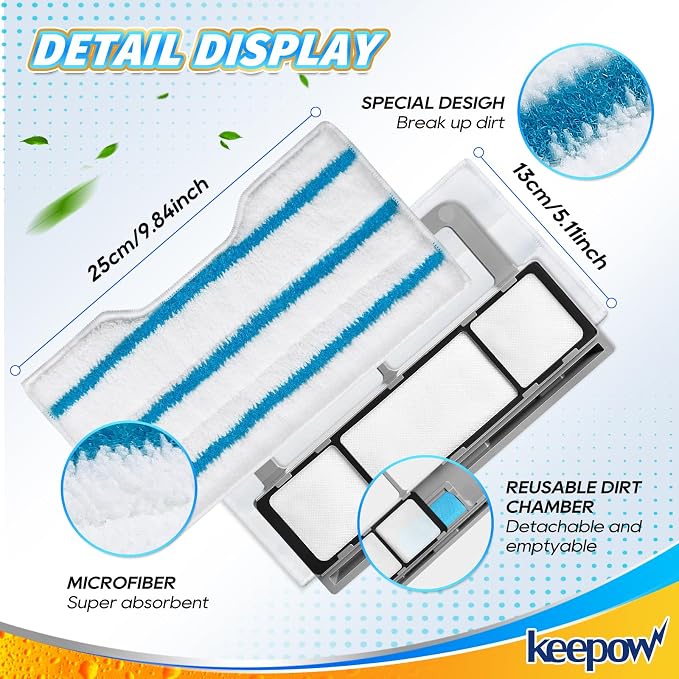 KEEPOW Reusable Mop Replacement Pads, Mop Pads Refills Compatible - Image 4