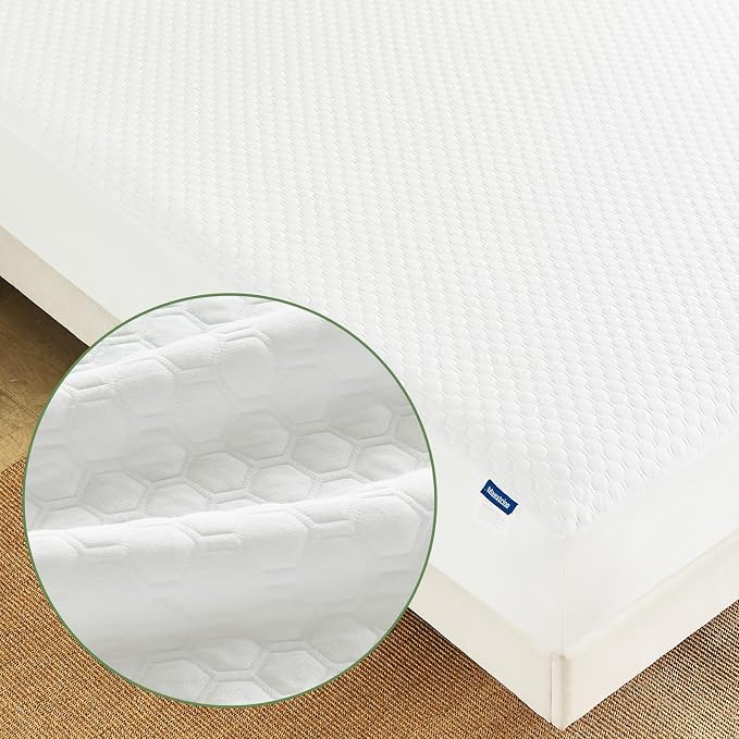 Premium Tencel Twin Size Mattress Protector in White, Natural and Skin Soft by Unknown