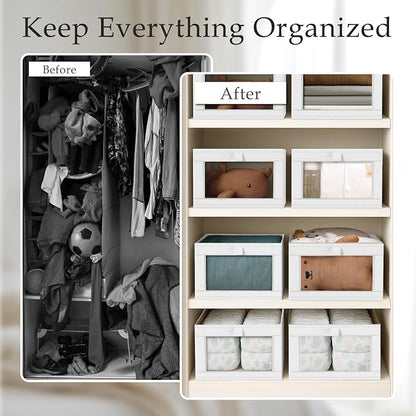 Criusia 4 Pack Closet Organizers and Storage, Large Linen Closet Baskets - Image 2