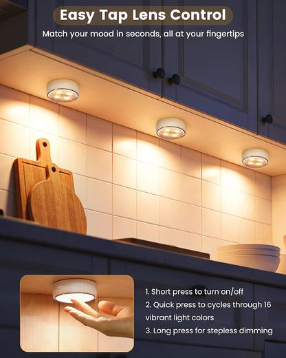 Cabinet Lights, Battery Operated LED Puck Lights - Image 2