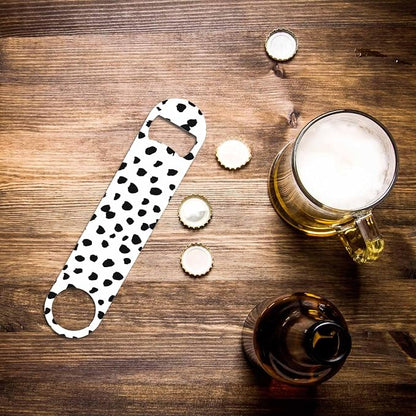 Small Dot Pattern Stainless Steel Bottle Opener Black Polka Circles - Image 6