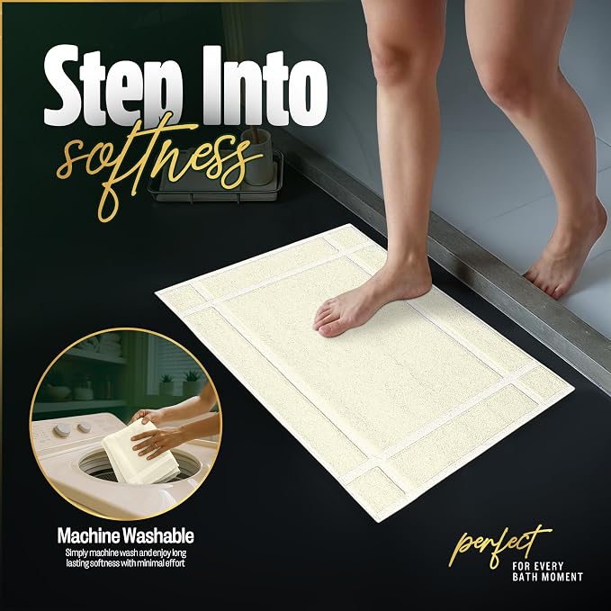 Pearl Linens Pack of 2 100% Cotton Bathmat 20x30 inches, Soft & Absorbent Quick - Image 8