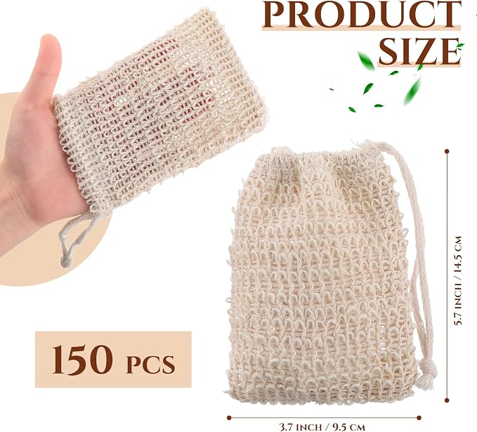 Rtteri 200 Pcs Soap Exfoliating Bag, Natural Sisal Soap Pouch Saver Body Shower - Image 2